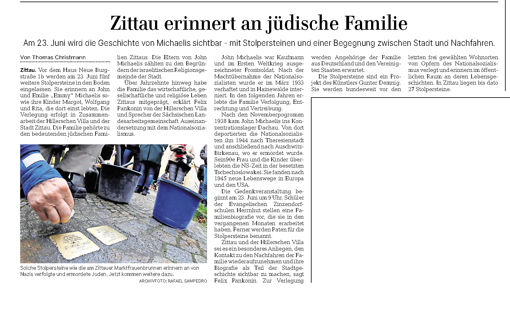 260617 Zittau errinert an jüdische Familie Artikel ausgeschnitten